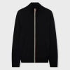 Paul Smith Black Washable Merino Wool 'signature Stripe' Zip Cardigan In Black