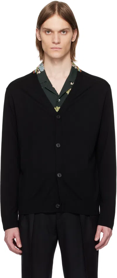 Paul Smith Black Washable Wool Signature Stripe Cardigan In 79 Black