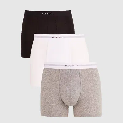 Paul Smith Black, White And Grey Cotton Blend Boxer 3-pack Set In Multicolour