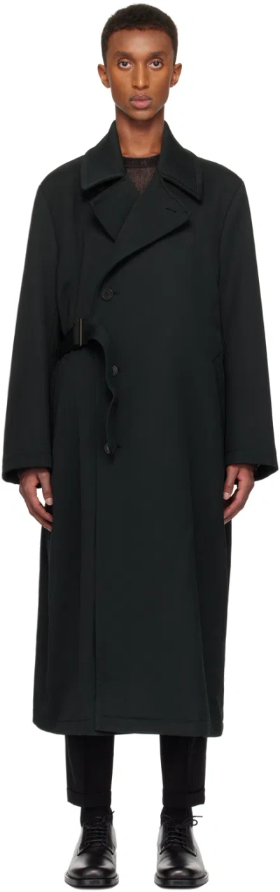 Paul Smith Black Wool-blend Twill Coat In 37