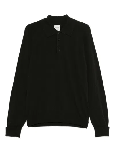 Paul Smith Black Wool Logo Polo