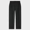 Paul Smith Black Two-ply Hopsack Wool Pleat Front Trousers In Black