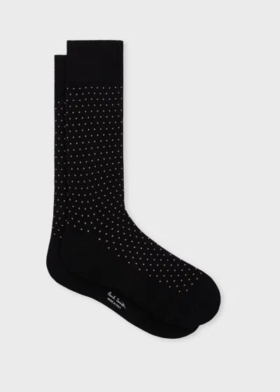 PAUL SMITH BLACK WOOL POLKA DOT SOCKS