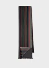 Paul Smith Navy Wool-silk 'signature Stripe' Scarf Blue In Black