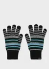 Paul Smith Black Wool Striped Gloves In Black