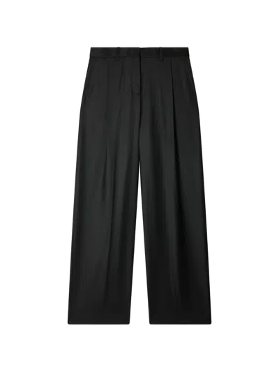 Paul Smith Black Wool-cashmere Wide-leg Trousers
