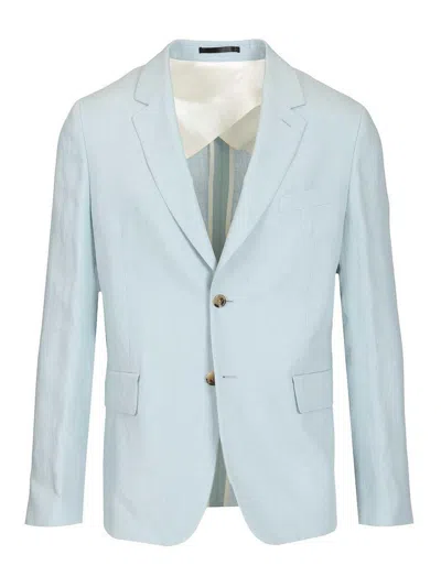 Paul Smith Single-breasted Linen Suit In Blue