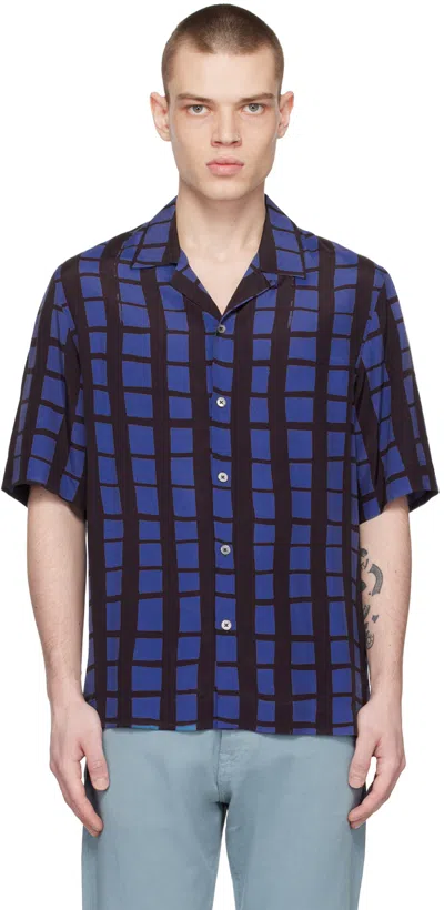 Paul Smith Blue & Black Check Shirt In 47 Blues