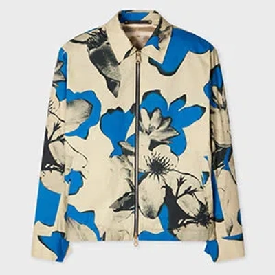 Paul Smith Blue And Ecru Floral Print Cotton Jacket