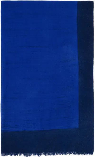 Paul Smith Blue & Green Color Block Scarf In 47 Blues