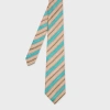 Paul Smith Blue And Orange Mix Stripe Linen-blend Tie In Orange