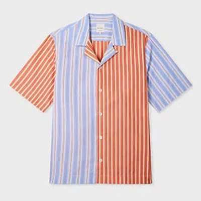 Paul Smith Blue And Orange Mix Up Stripe Shirt In Multi