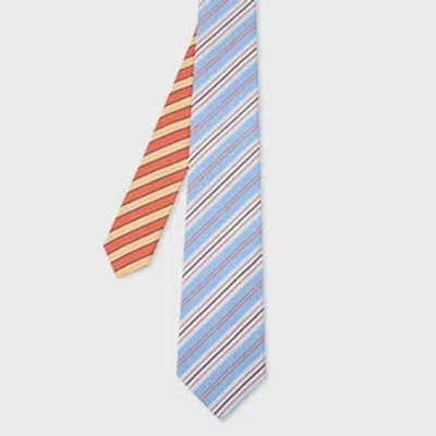Paul Smith Blue And Orange Stripe Cotton Tie