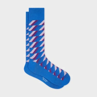 Paul Smith Blue And Purple Zig Zag Cotton-blend Socks