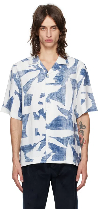Paul Smith Blue & White Printed Shirt In 40 Blues