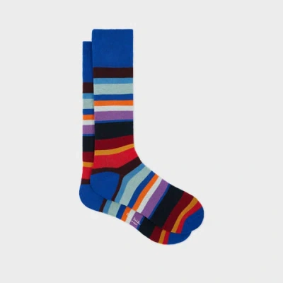 Paul Smith Blue Block Multicolour Stripe Socks