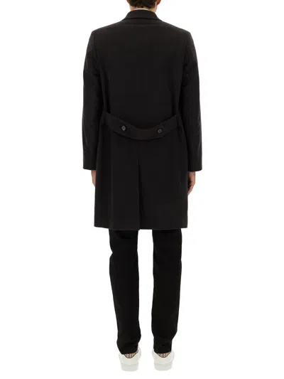 Paul Smith Blue Cashmere Trench Coat In Black