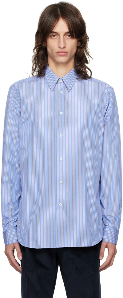 Paul Smith Striped Cotton Shirt In Blue