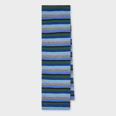 Paul Smith Blue Colour Block Stripe Lambswool Scarf