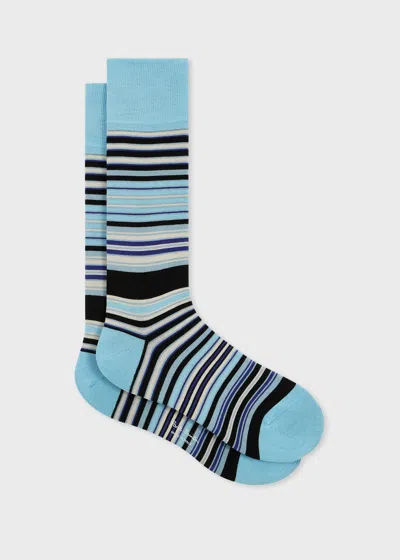 Paul Smith Blue Colour Block Stripe Socks