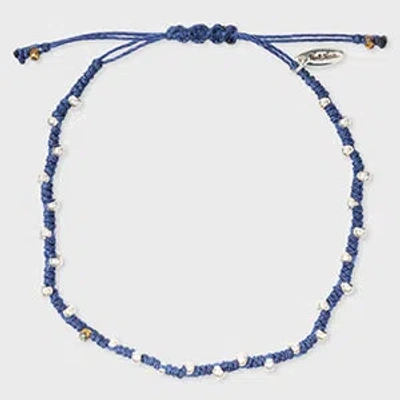 Paul Smith Blue Cord Silver Bead Bracelet