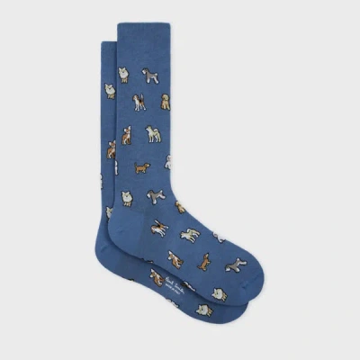 Paul Smith Blue Cotton-blend 'dogs' Socks