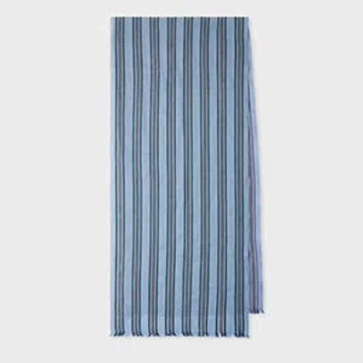 Paul Smith Blue Cotton-blend Stripe Scarf