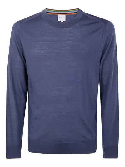 PAUL SMITH BLUE CREWNECK WOOL SWEATER