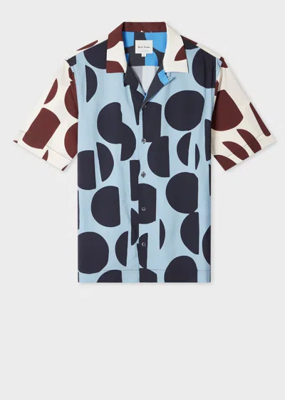 PAUL SMITH BLUE 'CUT-UP DOTS' PRINT SHORT-SLEEVE SHIRT