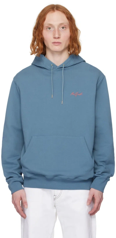 Paul Smith Blue Embroidered Hoodie In 44a Blue
