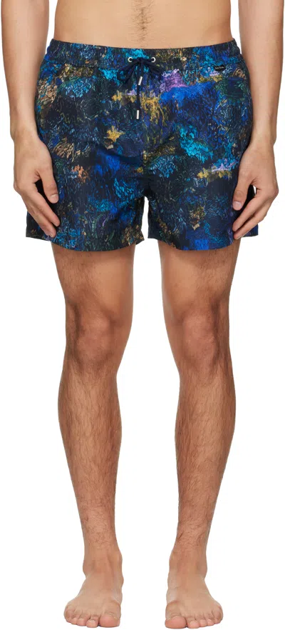Paul Smith Blue Engrained Blue Swim Shorts