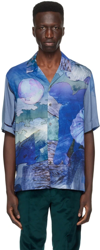 Paul Smith Blue Graphic Shirt In 47 Blues