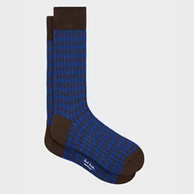 Paul Smith Blue Houndstooth Socks Brown