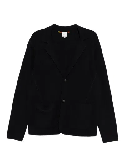 Paul Smith Blue Knitted Jacket In Black