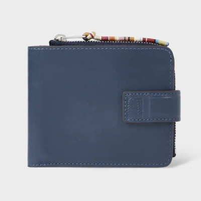 Paul Smith Blue Leather Billfold And Coin Wallet