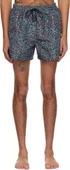 Paul Smith Blue Leopard Print Swim Shorts In 44 Blue