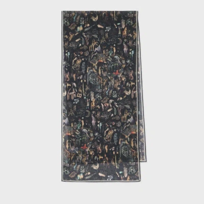 Paul Smith Blue 'little Beasts' Scarf