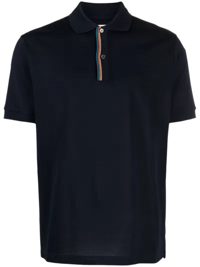 PAUL SMITH BLUE NAVY BLUE RAINBOW STRIPE POLO