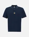 PAUL SMITH BLUE ORGANIC COTTON POLO SHIRT WITH COLORED PROFILES