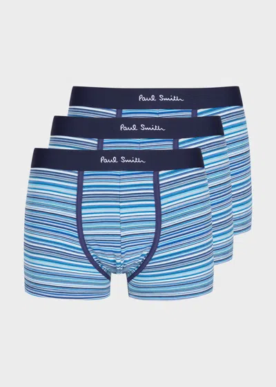Paul Smith Blue Organic-cotton 'signature Stripe' Boxer Briefs Three Pack