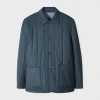 Paul Smith Blue Overdyed Wool-cashmere Flannel Quilted Jacket In Blue