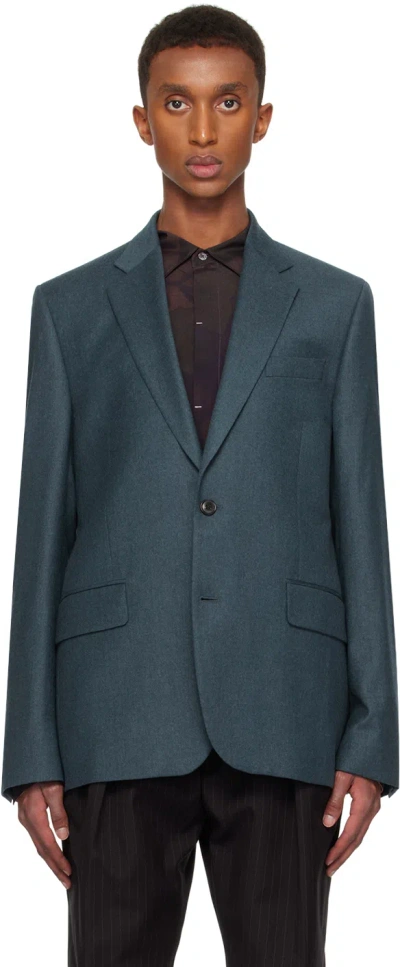 Paul Smith Blue Overdyed Wool-cashmere Flannel Suit In 44b Blue