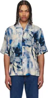 PAUL SMITH BLUE OVERSIZED PAINTED PHOTOGRAPH VISCOSE SHIRT