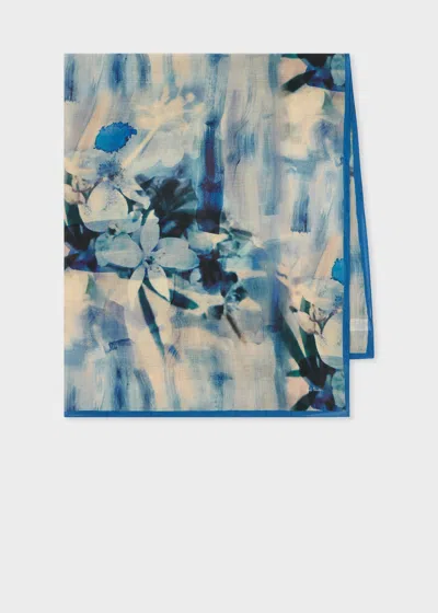 Paul Smith Blue 'painted Photograph' Scarf