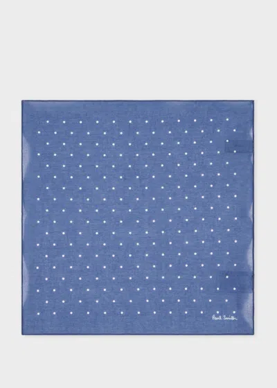 Paul Smith Blue Polka Dot Cotton Pocket Square