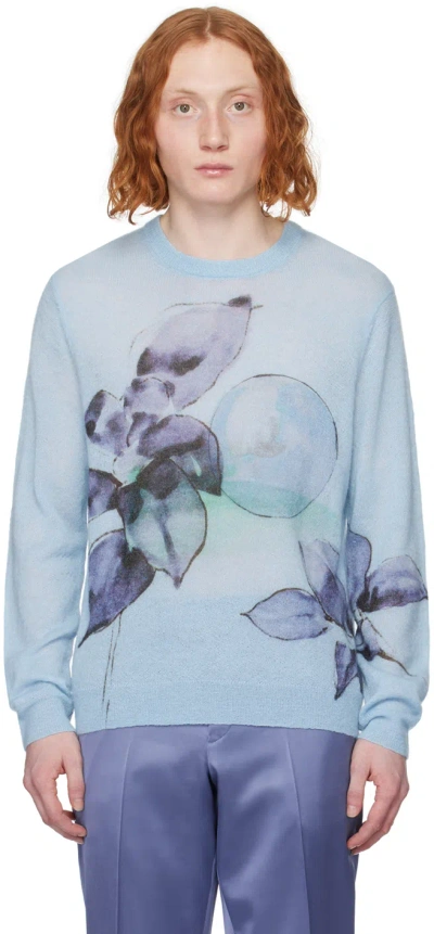 Paul Smith Blue Printed Sweater In 40 Blues