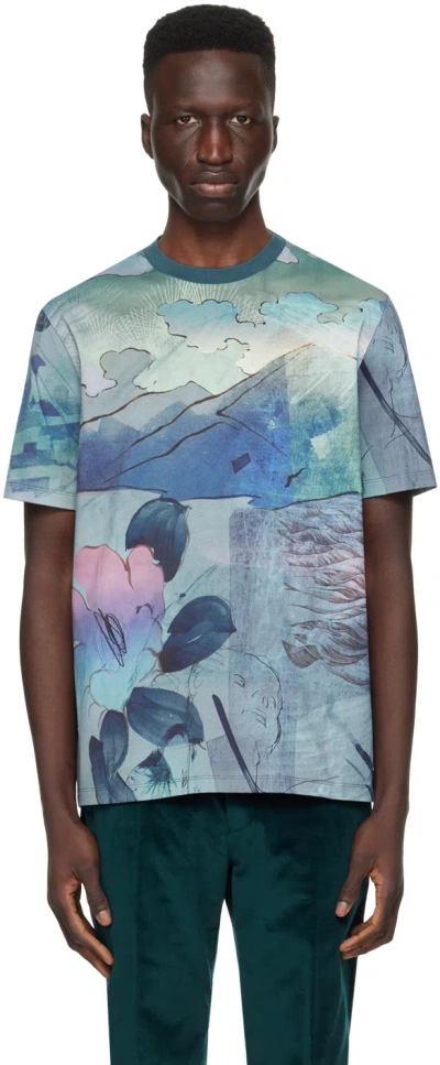 Paul Smith Blue Printed T-shirt In 47 Blues