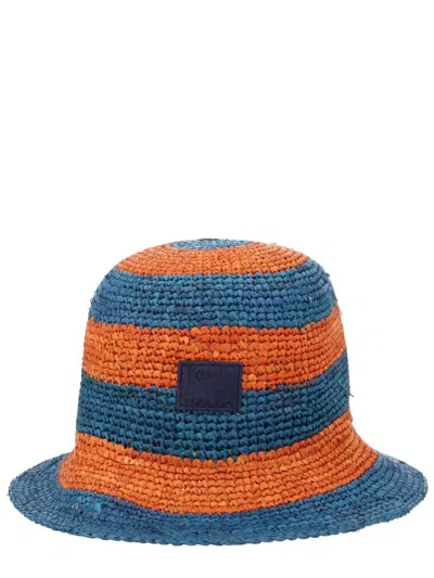 PAUL SMITH PAUL SMITH BLUE RAFFIA STRAW HAT