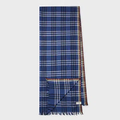 Paul Smith Blue 'signature Stripe' Check Scarf