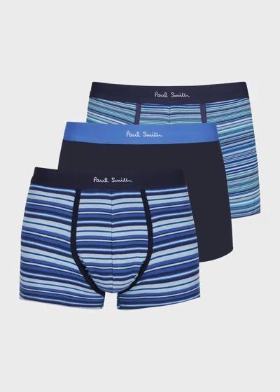 Paul Smith Blue 'signature Stripe' Three Pack Boxer Briefs Multicolour